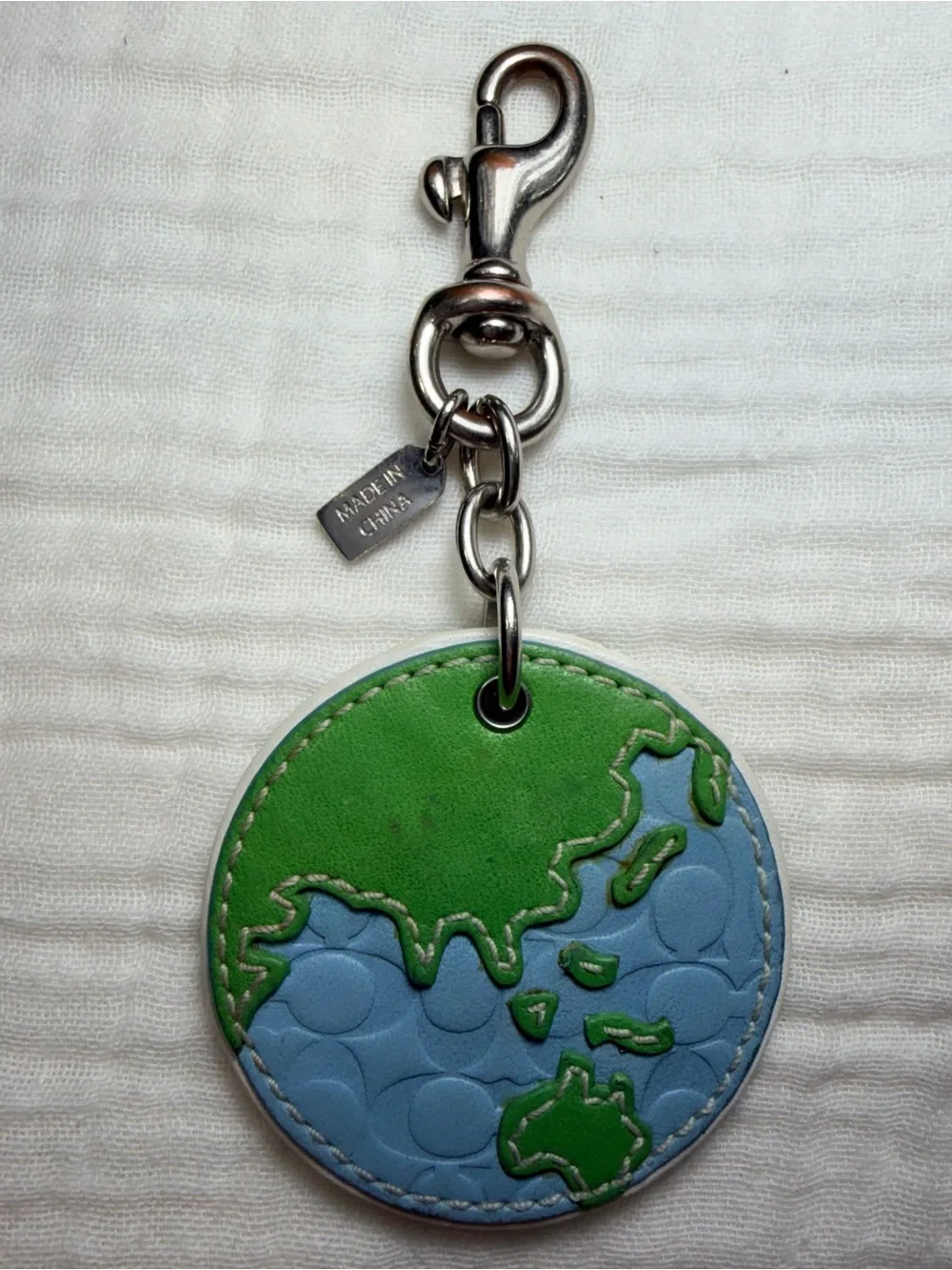 Coach Earth Globe Leather Keychain